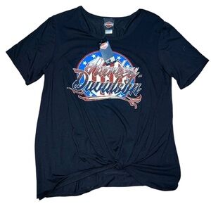 Harley Davidson RWB Scoop Neck Bedazzled Gemstones Size Large